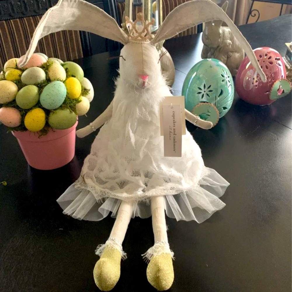 Cupcakes and Cashmere decorative princess Easter bunny plush